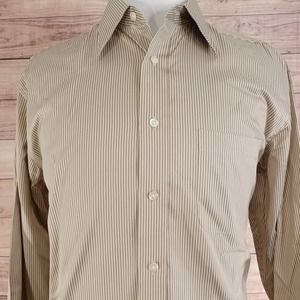 DANIEL CREMIEUX SIGNATURE COLLECTION TOUCH OF SILK STRIPED BUTTON DOWN SHIRT L
